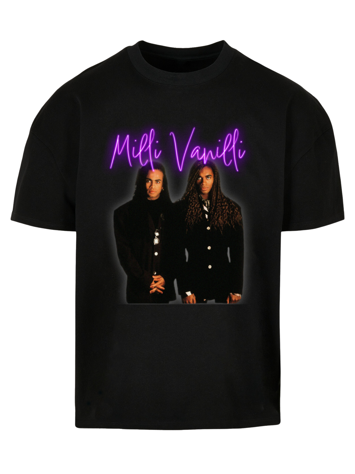 Übergroßes neonfarbenes Milli Vanilli T-Shirt